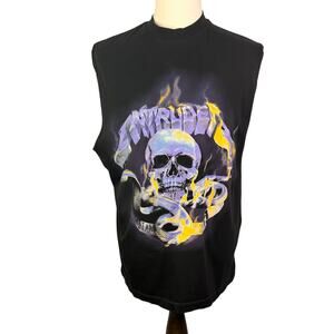 ASOS Black Sleeveless Skull Graphic Tee streetwear size XS Mens